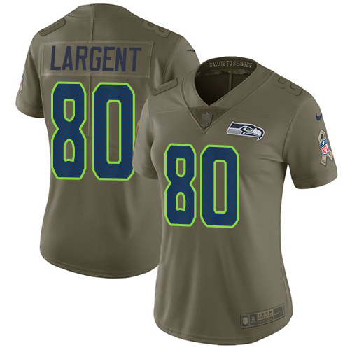 Nike Seahawks #80 Steve Largent Olive Women's Stitched NFL Limited Salute to Service Jersey